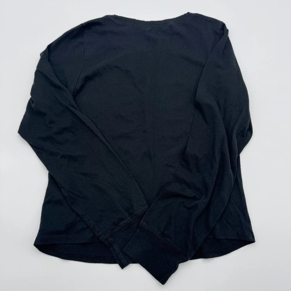 Hollister Womens Black Buffalo Plaid Logo Long Sleeve Sleep Top XXS Pajama Shirt